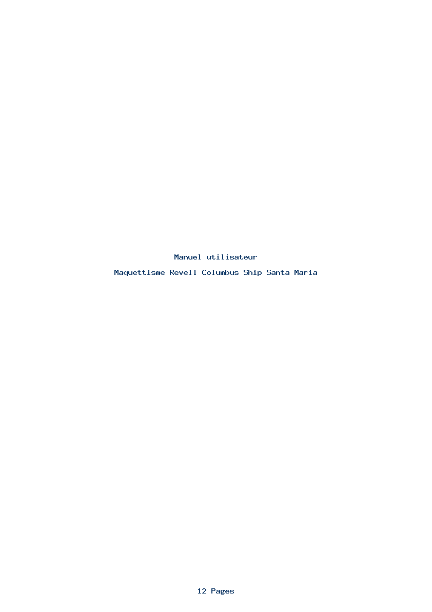 Page 1 de la notice Manuel utilisateur Revell Columbus Ship Santa Maria