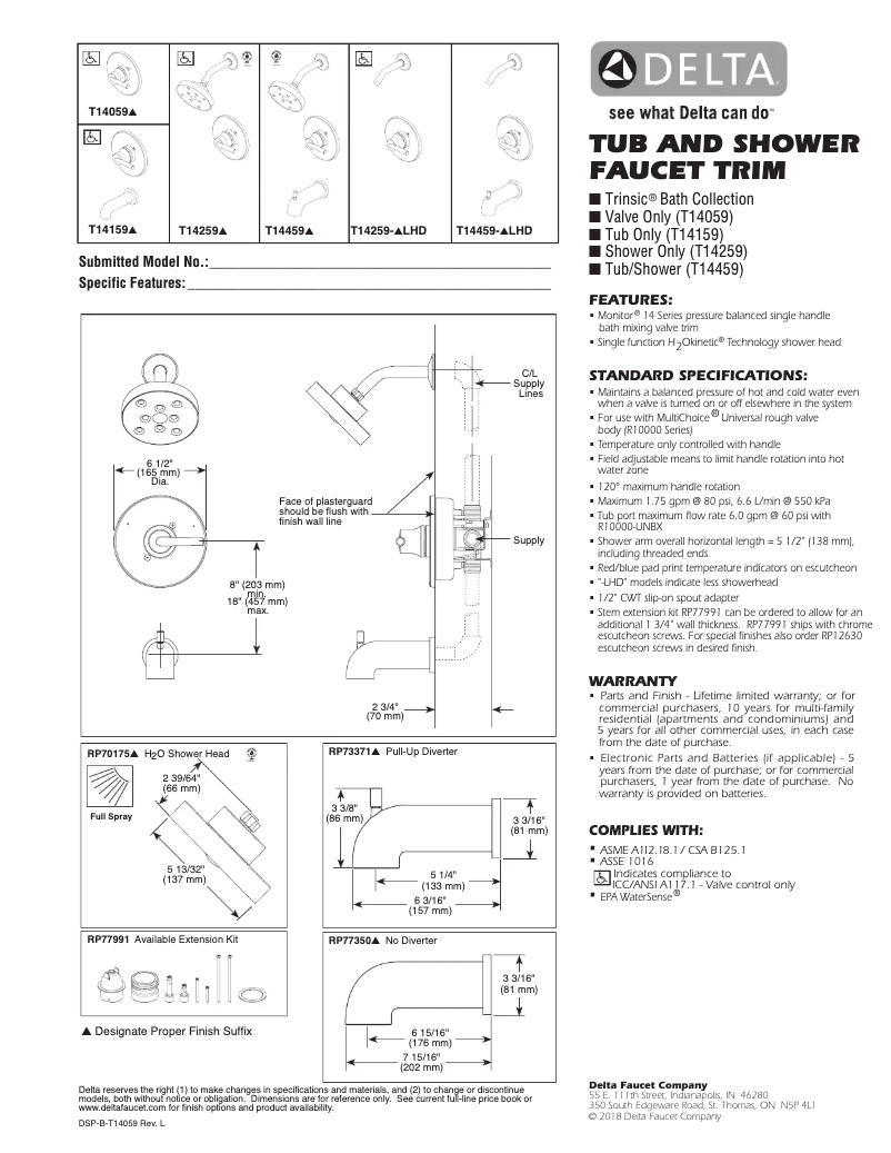 Page 1 of the manual Installation Guide Delta T14459