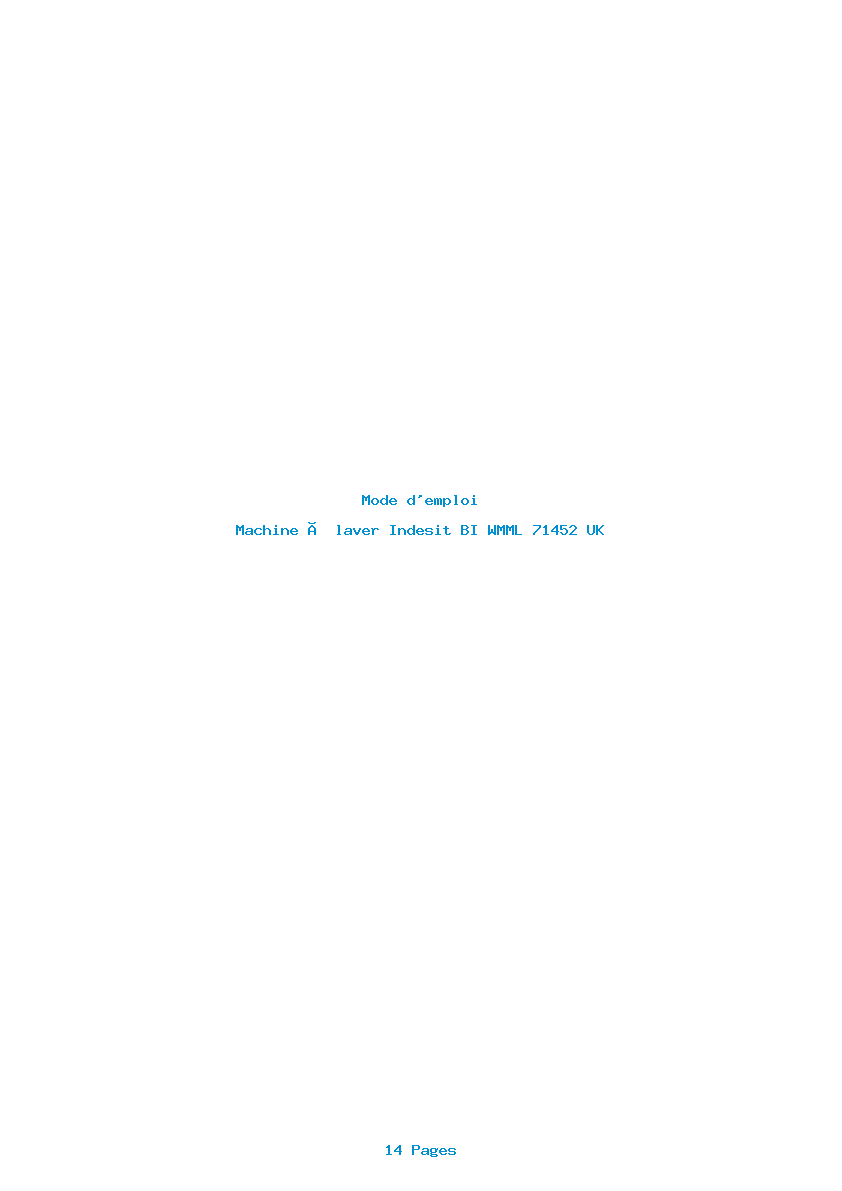 Page 1 de la notice Mode d'emploi Indesit BI WMML 71452 UK