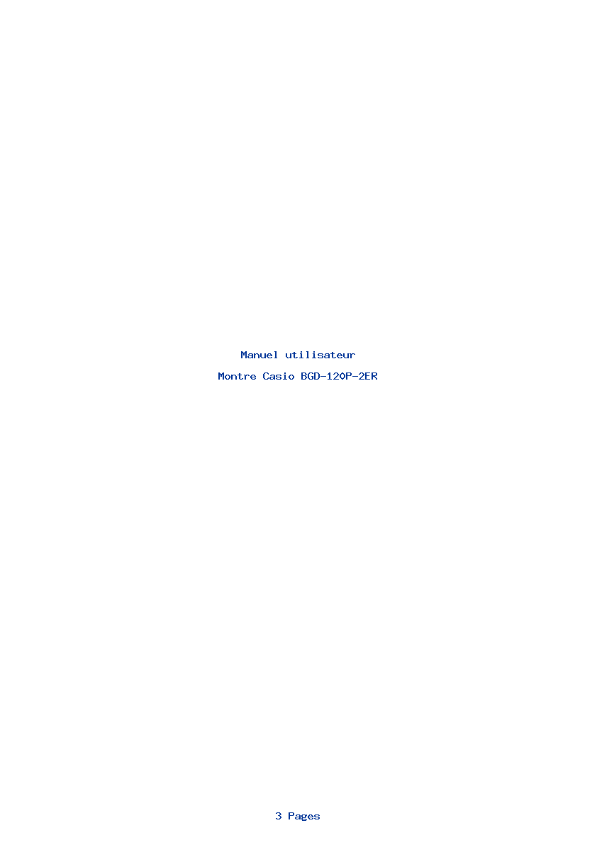 Page 1 de la notice Manuel utilisateur Casio BGD-120P-2ER