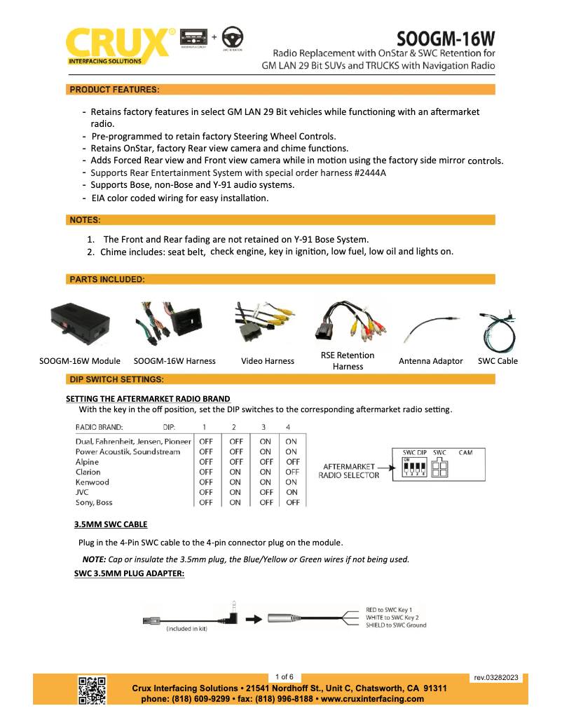 Page 1 de la notice Manuel utilisateur CRUX SOOGM-16W