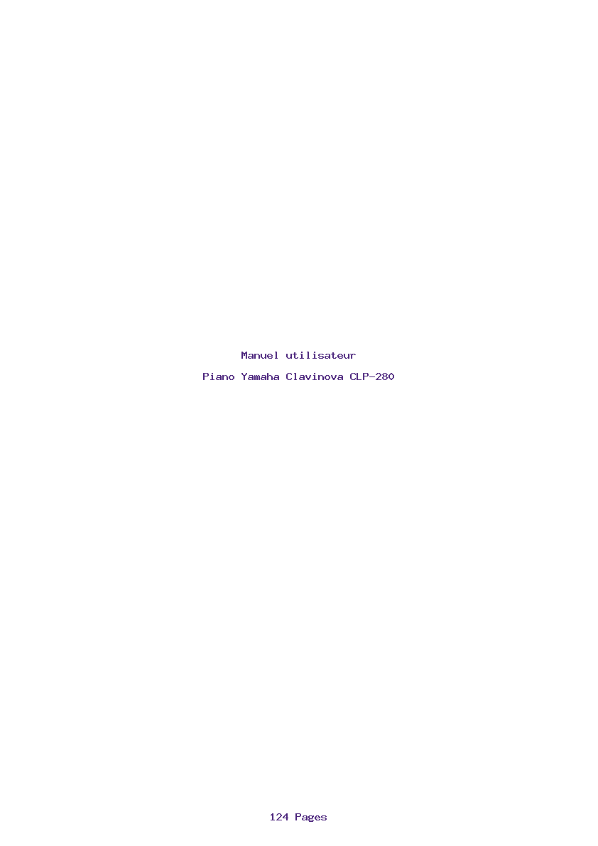 Page 1 de la notice Manuel utilisateur Yamaha Clavinova CLP-280