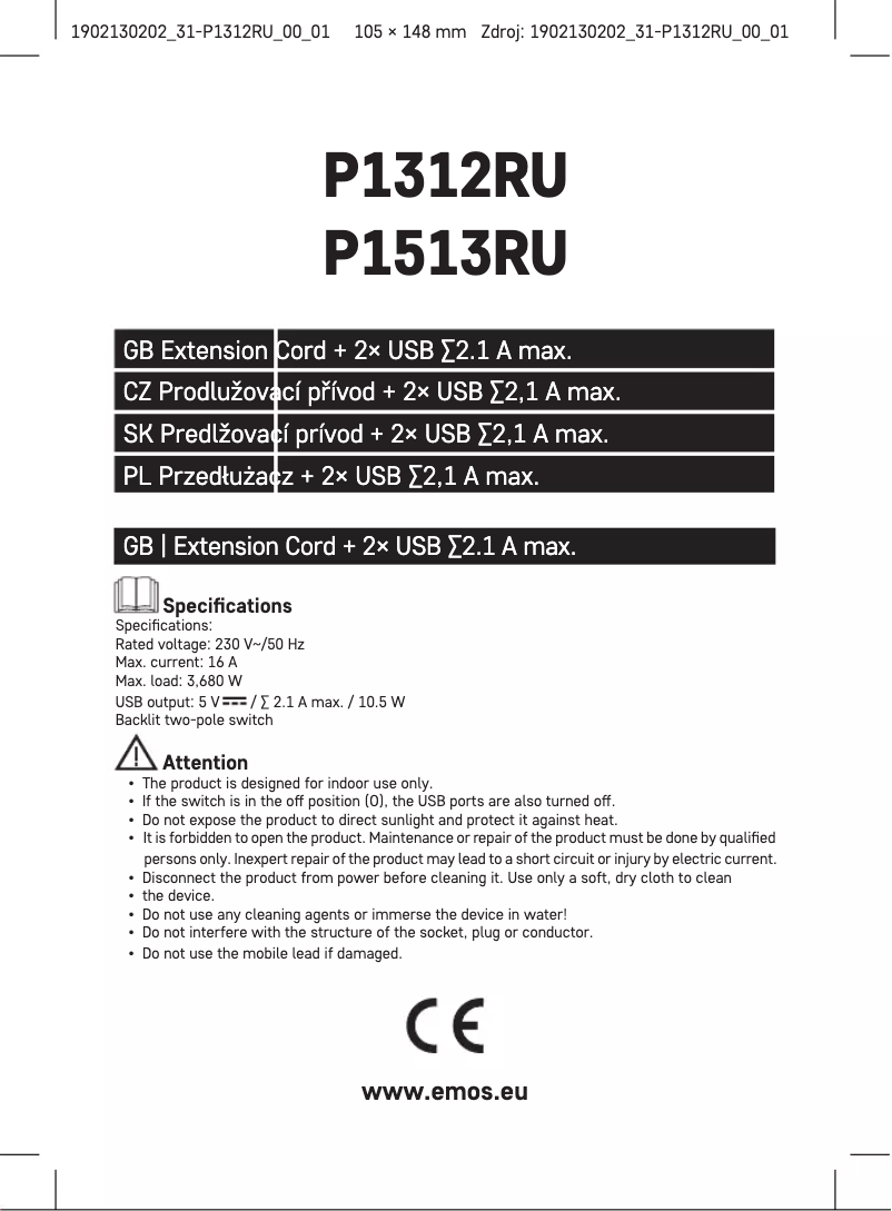 Página 1 del manual Manual de usuario Emos P1312RU