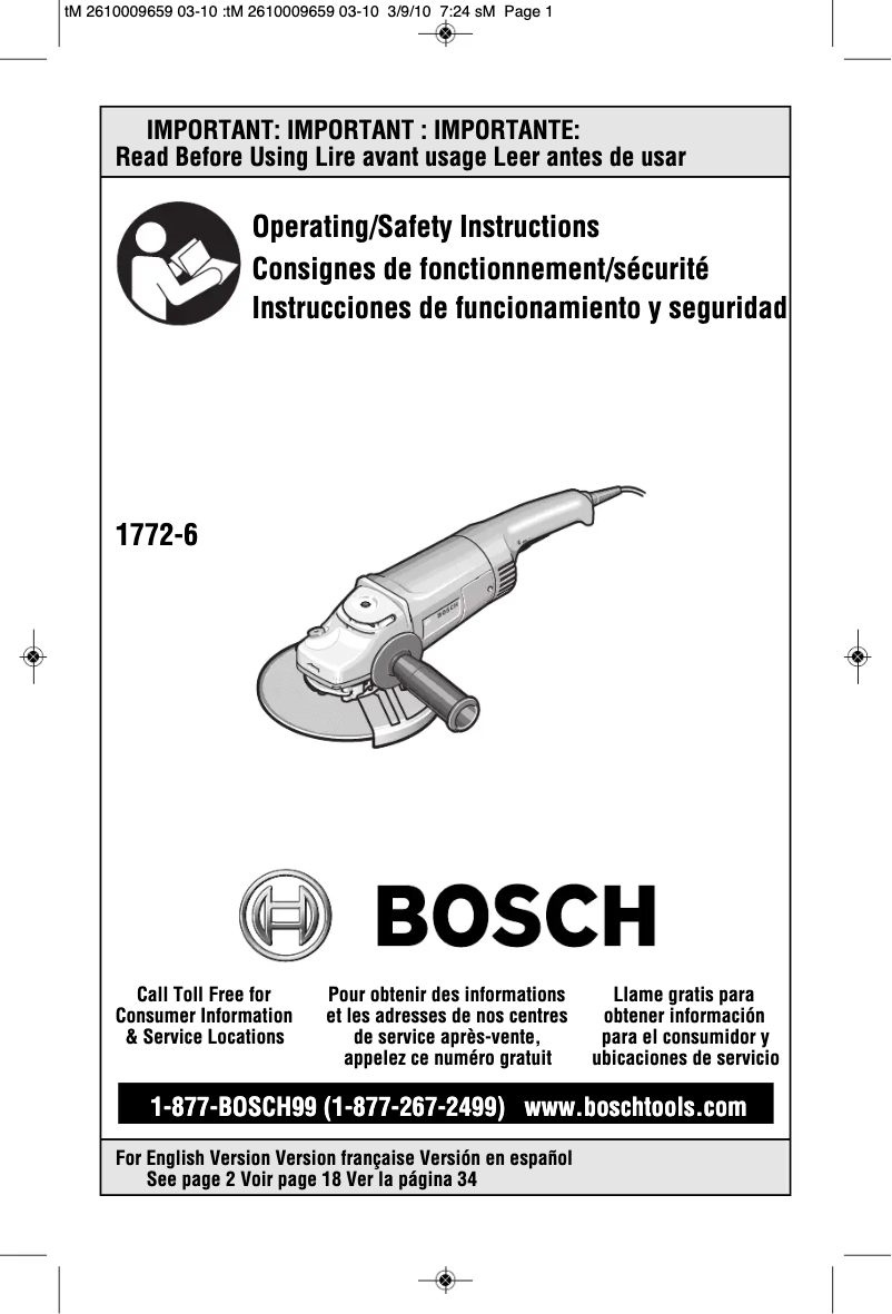 Page 1 of the manual User Manual Bosch 1772-6