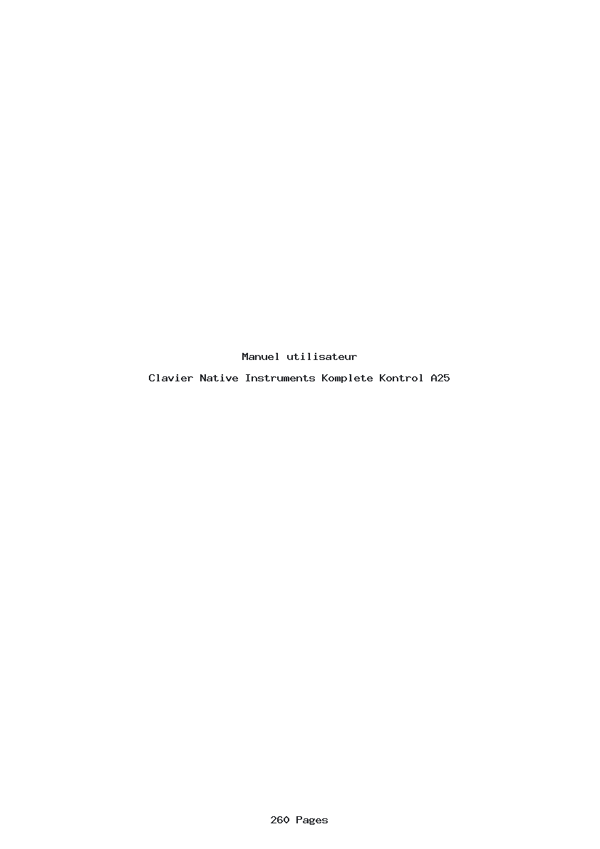 Page 1 de la notice Manuel utilisateur Native Instruments Komplete Kontrol A25