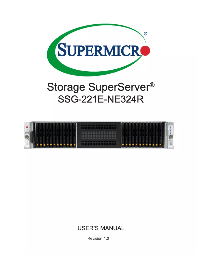 Page 1 de la notice Manuel utilisateur Supermicro SuperServer SSG-221E-NE324R