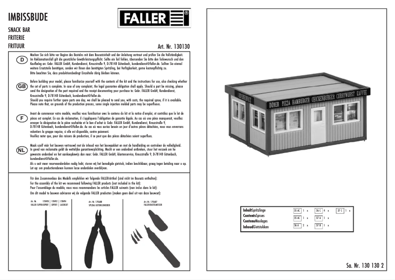 Page 1 de la notice Manuel utilisateur Faller 130130