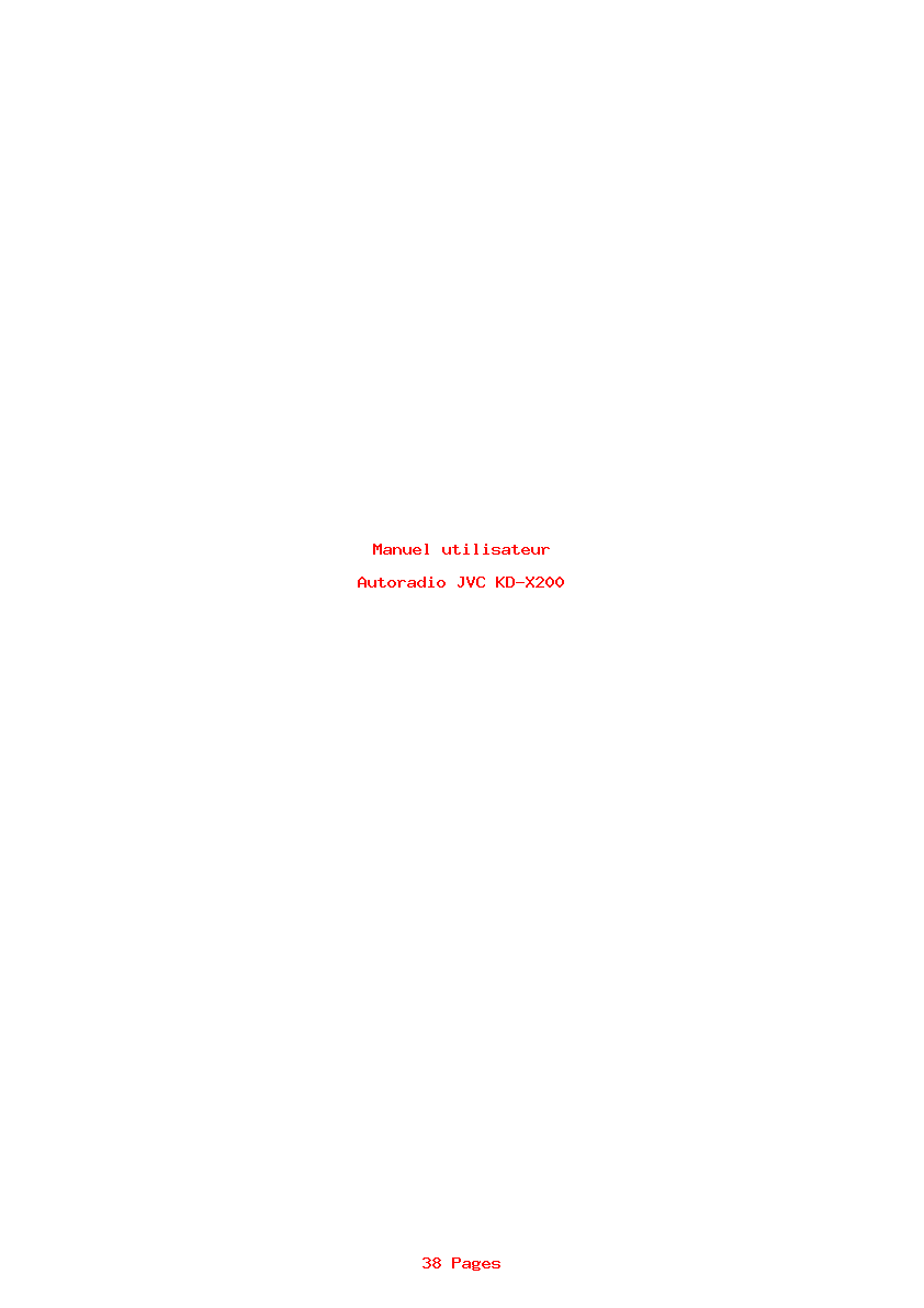 Page 1 de la notice Manuel utilisateur JVC KD-X200