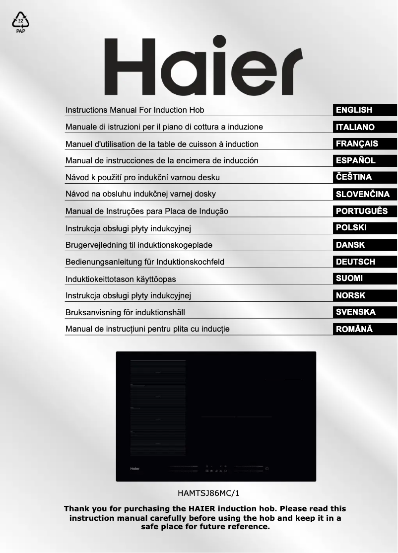 Page 1 de la notice Manuel utilisateur Haier HA2MTSJ68MC