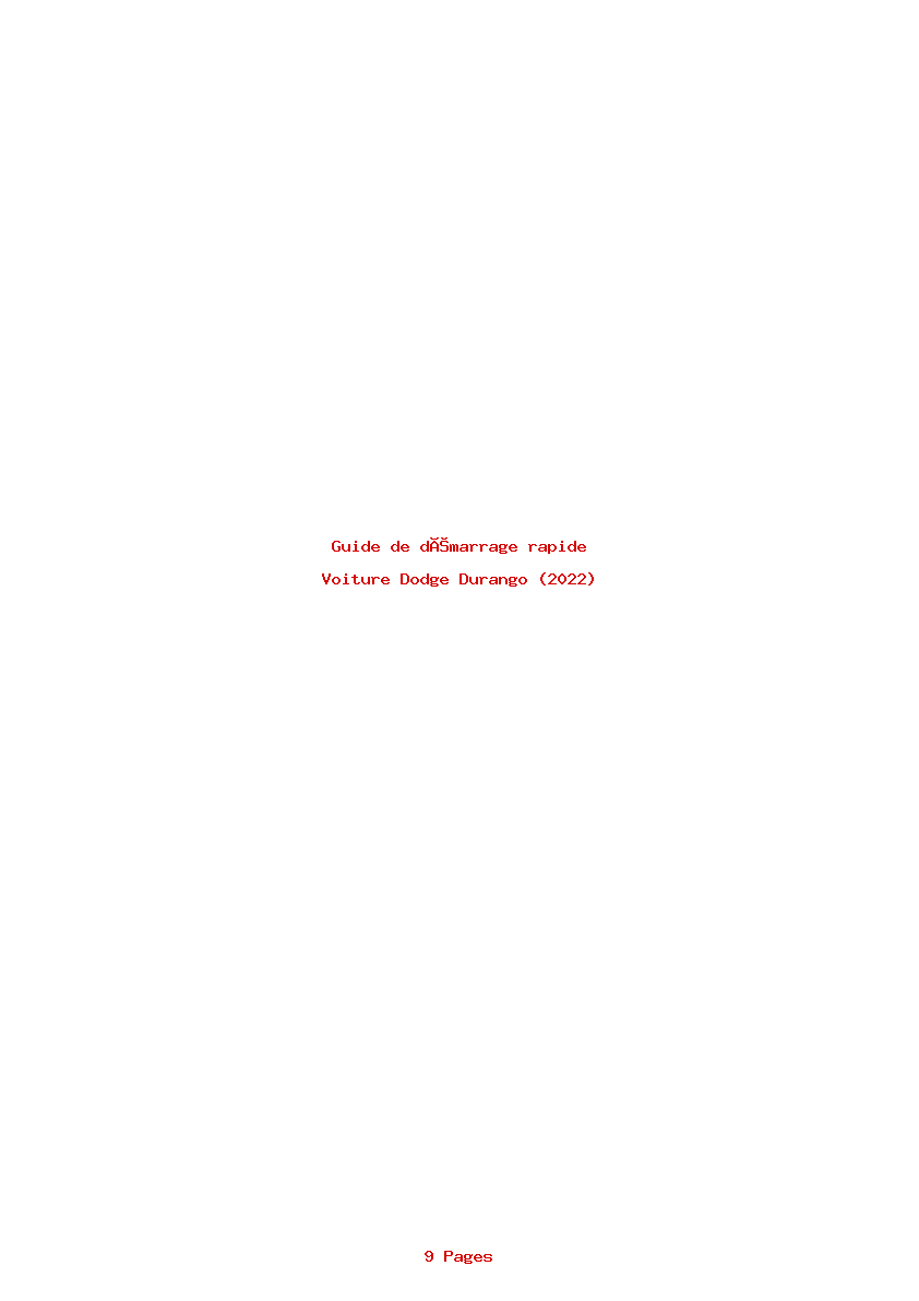 Page 1 de la notice Guide de démarrage rapide Dodge Durango (2022)