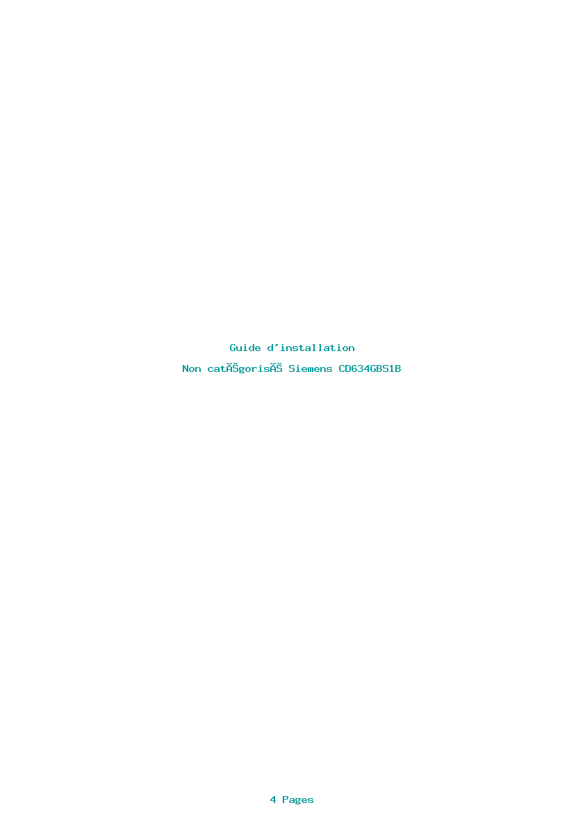 Page 1 de la notice Guide d'installation Siemens CD634GBS1B