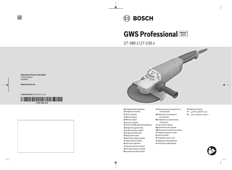 Page 1 de la notice Manuel utilisateur Bosch GWS 27-230 J Professional