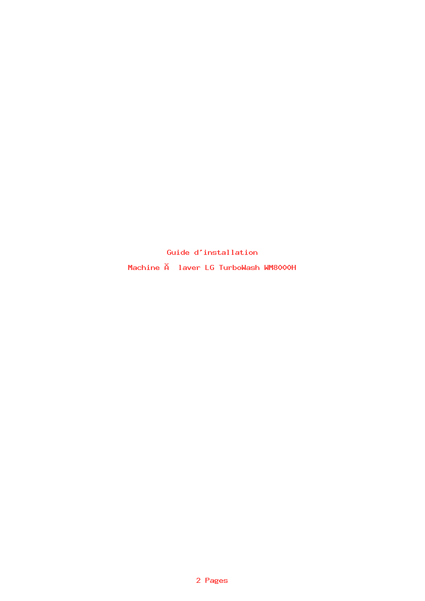Page 1 de la notice Guide d'installation LG TurboWash WM8000H