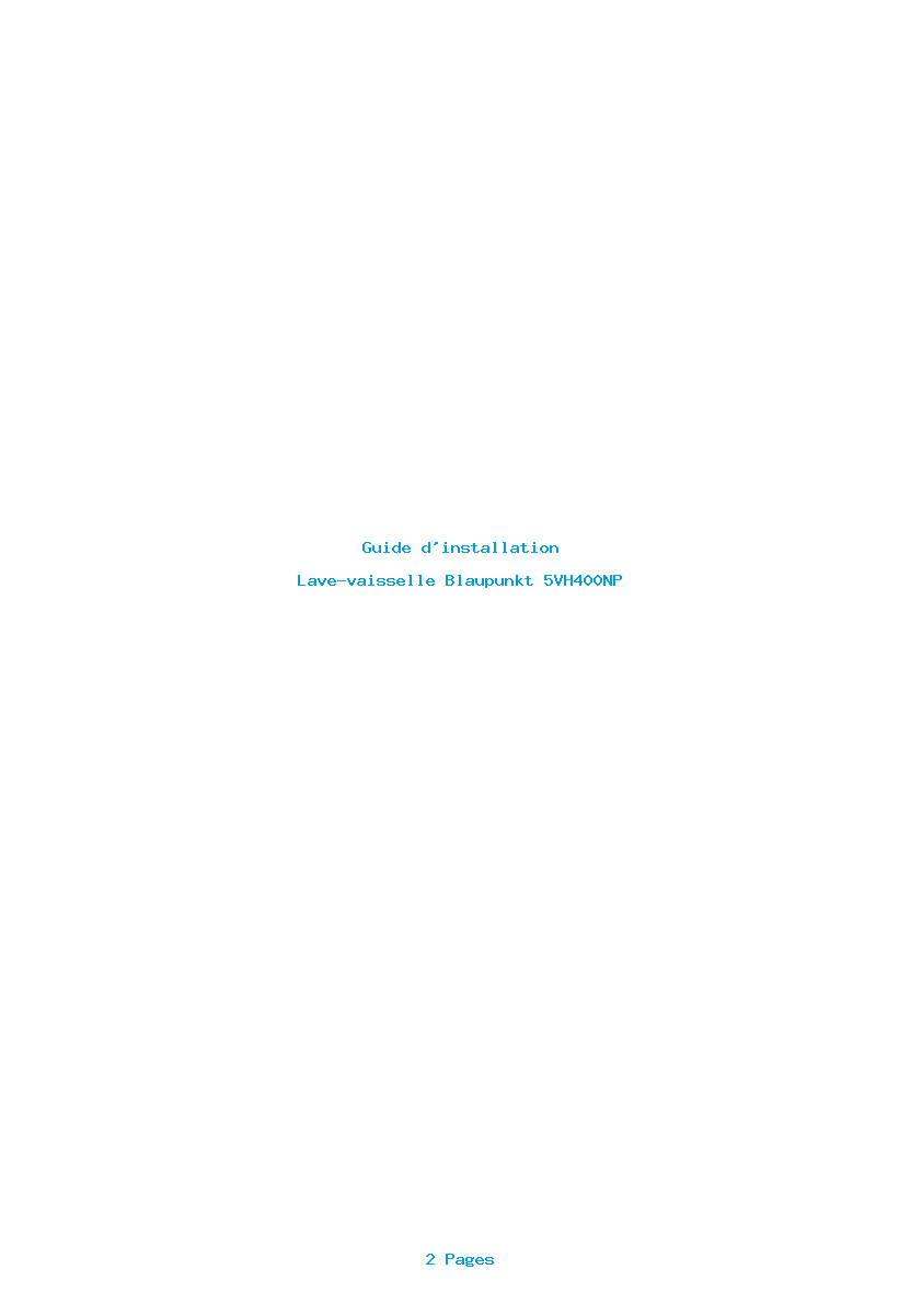 Page 1 de la notice Guide d'installation Blaupunkt 5VH400NP