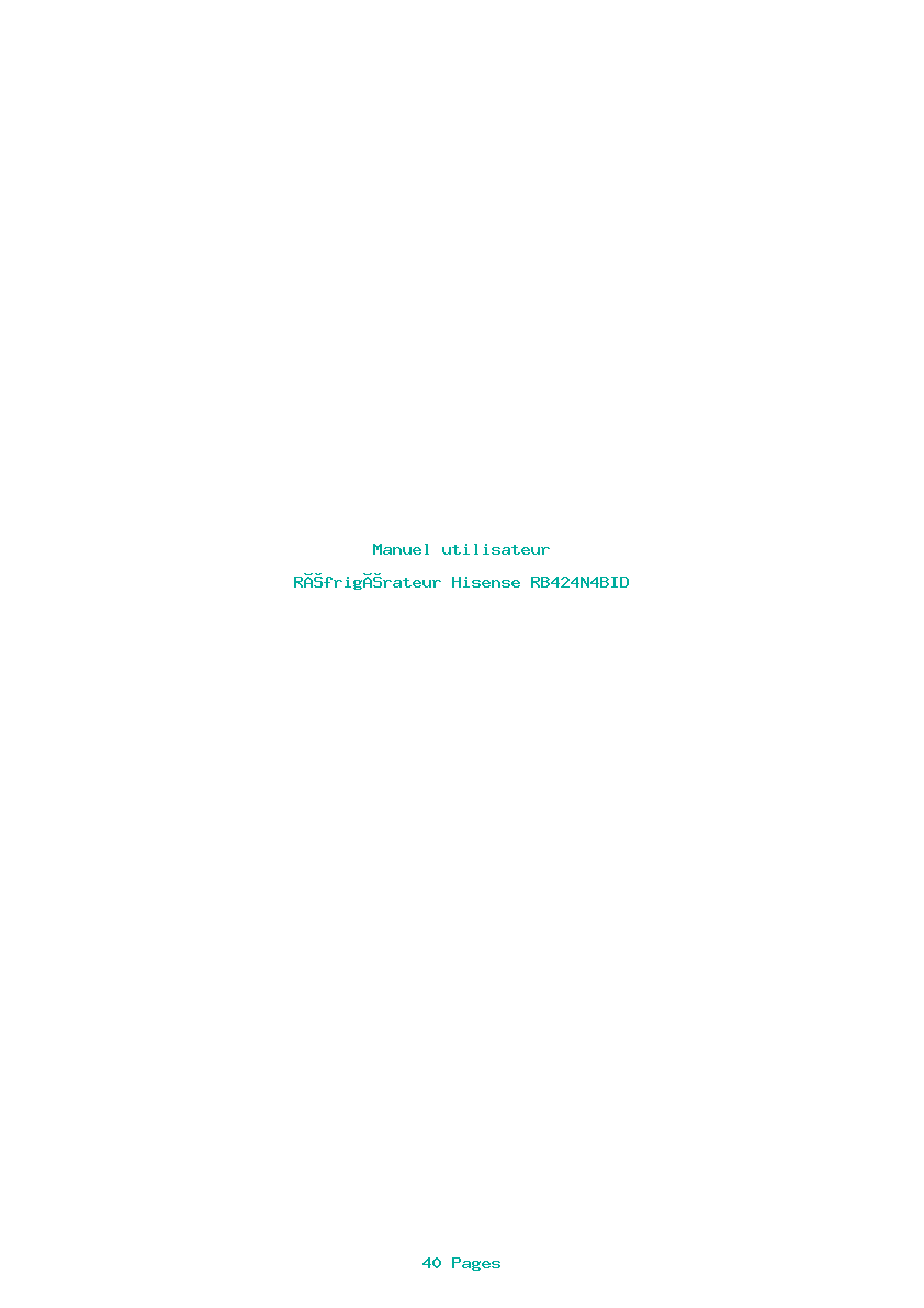 Page 1 de la notice Manuel utilisateur Hisense RB424N4BID