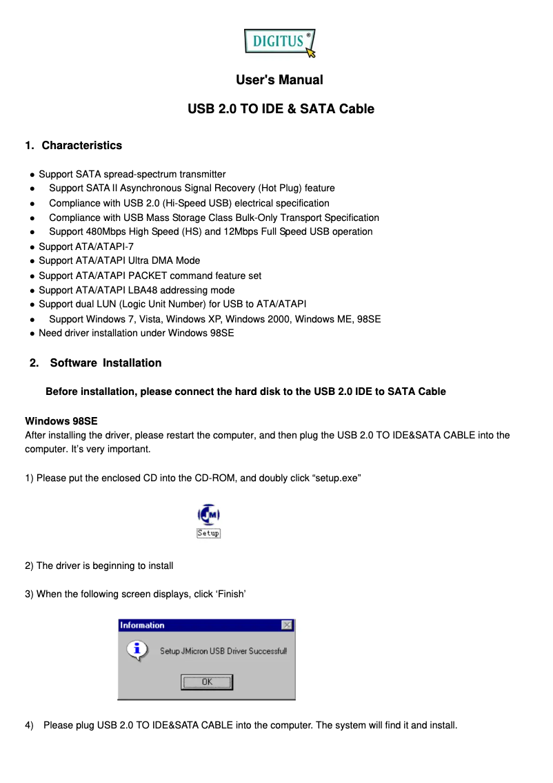 Page 1 of the manual User Manual Digitus DA-70200