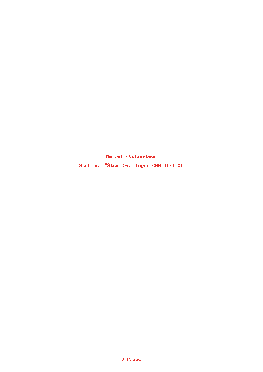 Page 1 de la notice Manuel utilisateur Greisinger GMH 3181-01