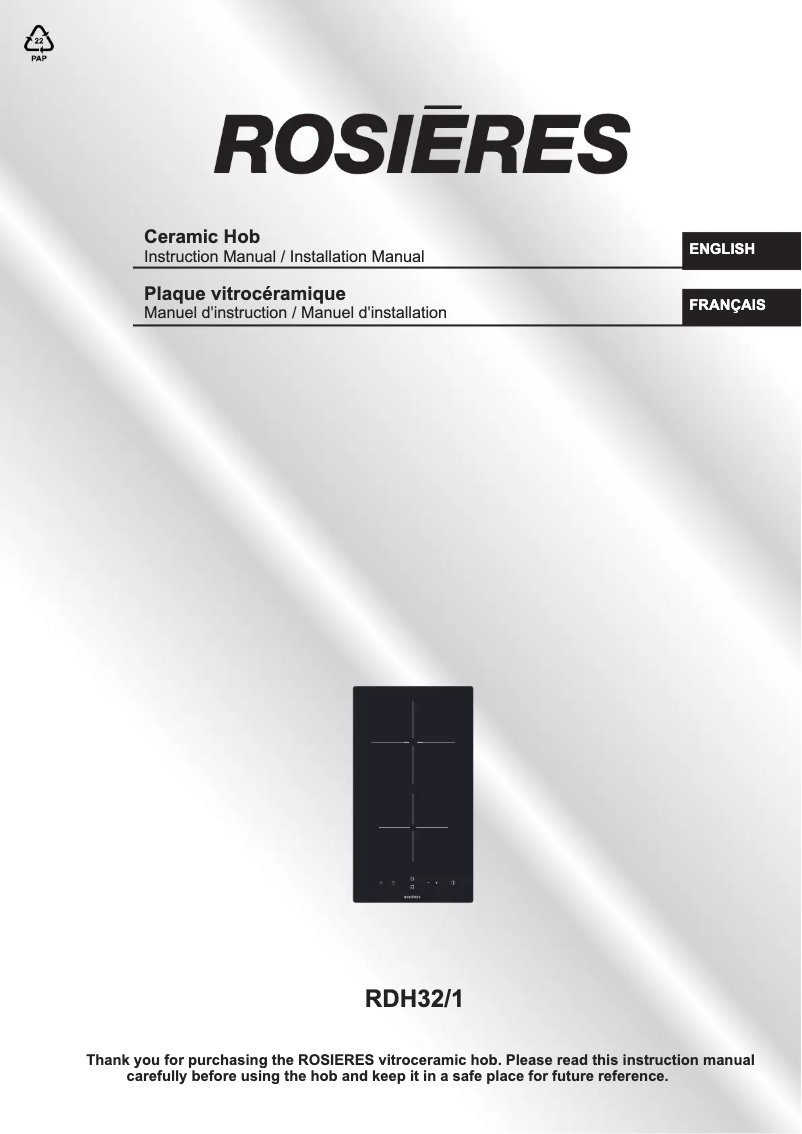 Page 1 de la notice Manuel utilisateur Rosieres RDH 32