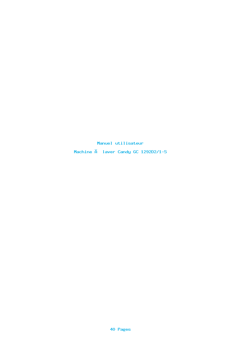 Page 1 de la notice Manuel utilisateur Candy GC 1292D2/1-S