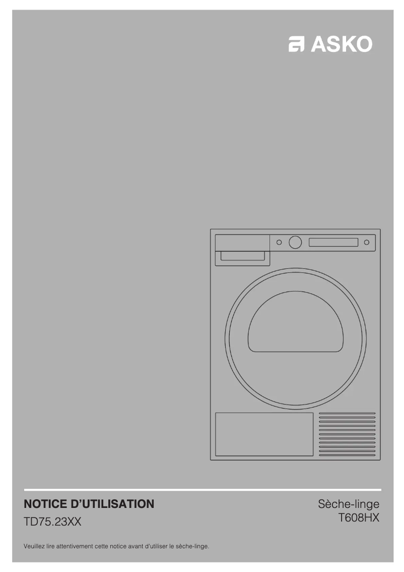 Page 1 de la notice Manuel utilisateur Asko T608HX