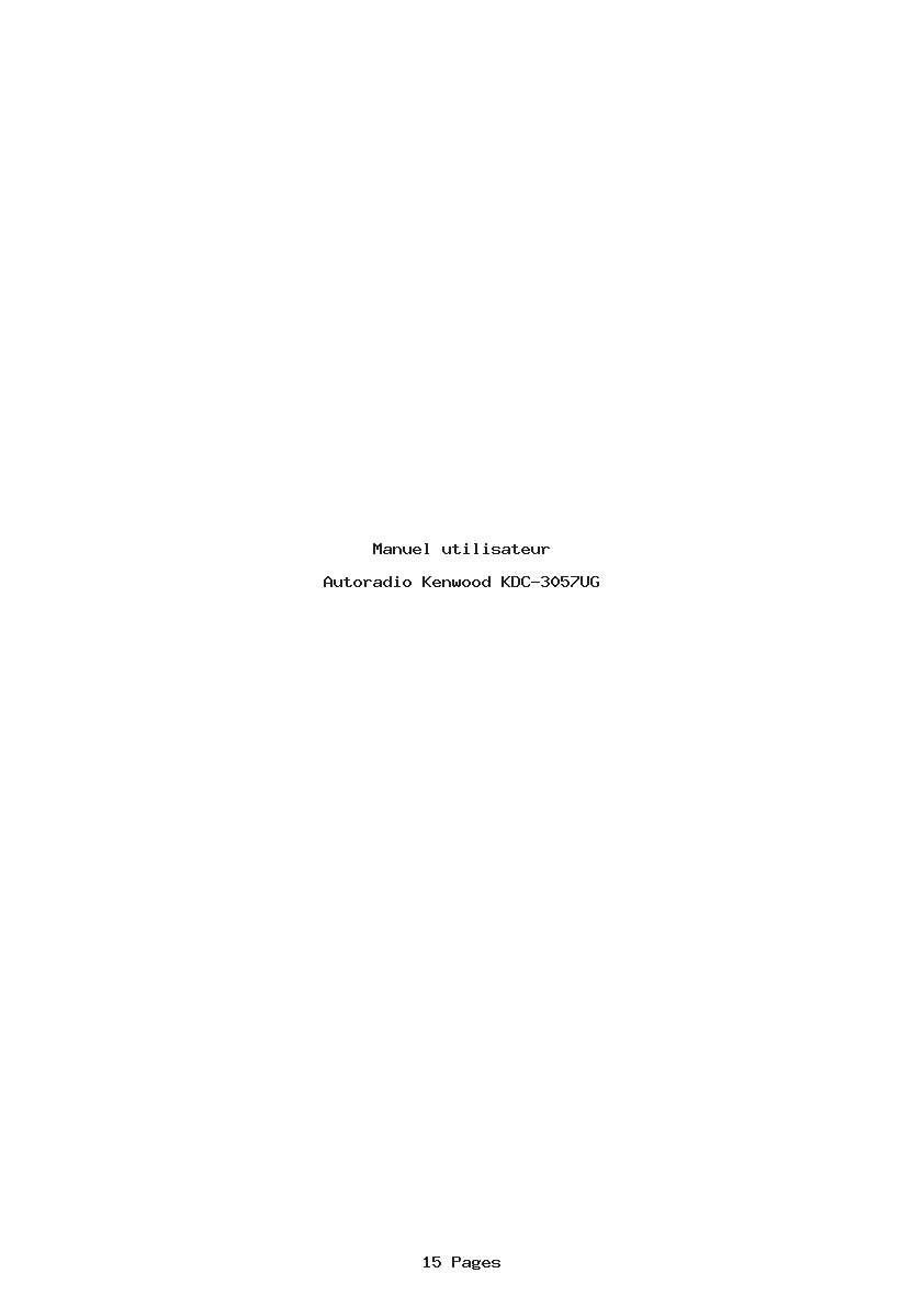 Page 1 de la notice Manuel utilisateur Kenwood KDC-3057UG