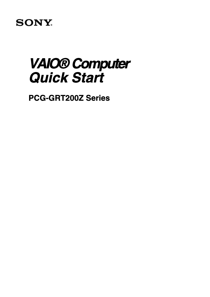Page 1 de la notice Guide d'installation Sony Vaio PCG-GRT290ZP