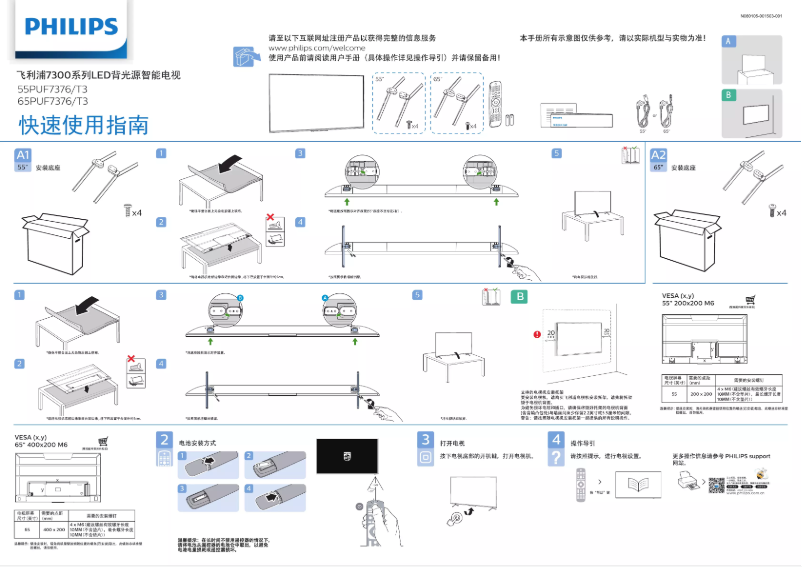 Page 1 de la notice Guide de démarrage rapide Philips 65PUF7376