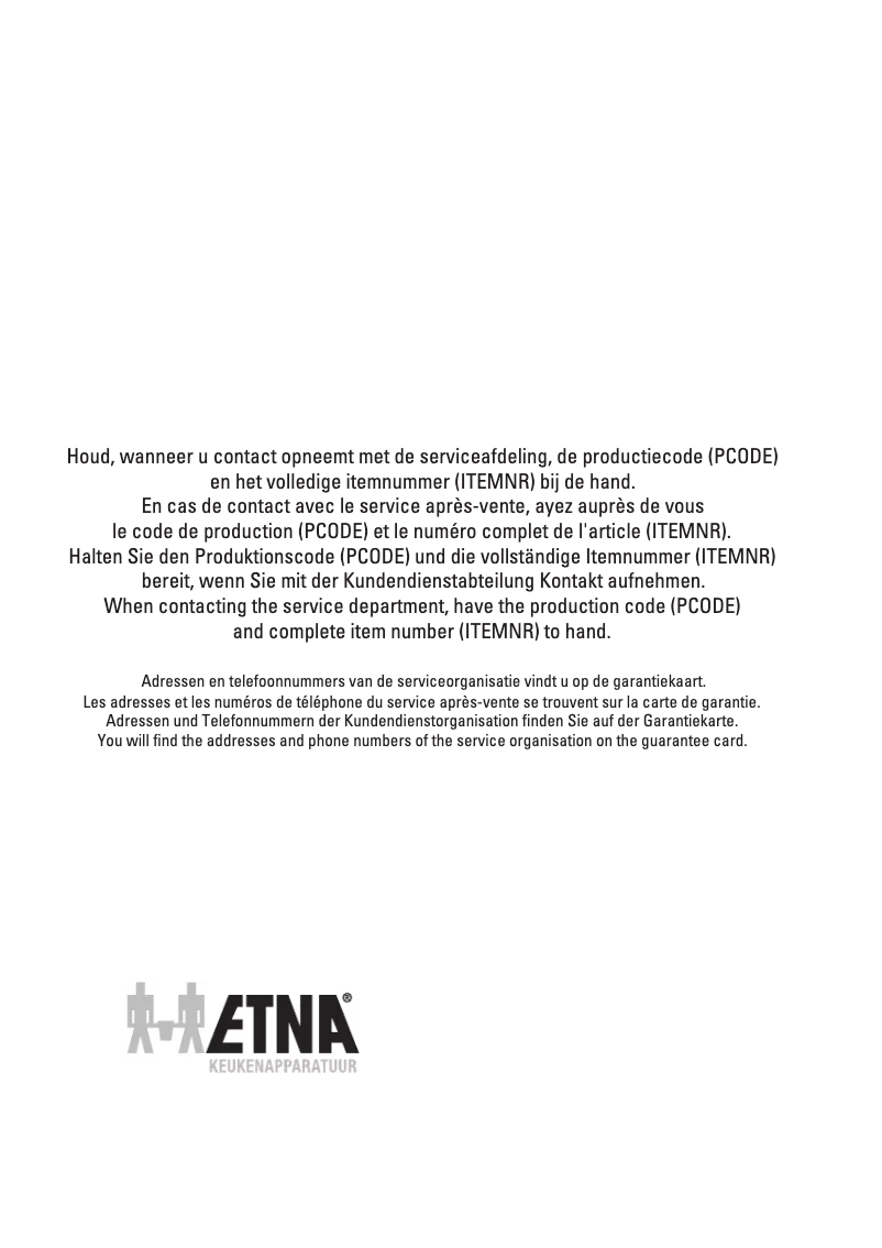 Page 1 de la notice Manuel utilisateur Etna EKV0851