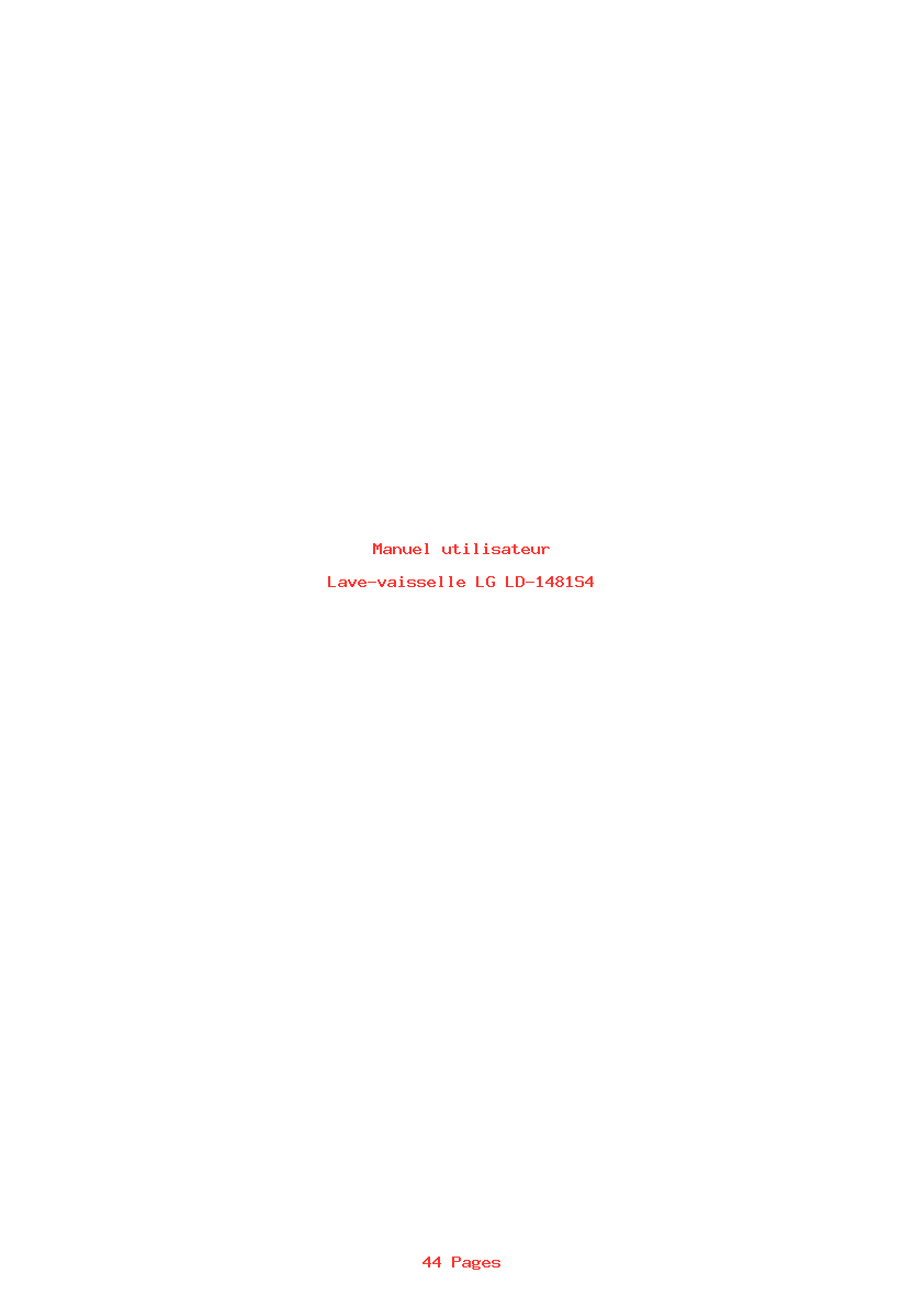 Page 1 de la notice Manuel utilisateur LG LD-1481S4