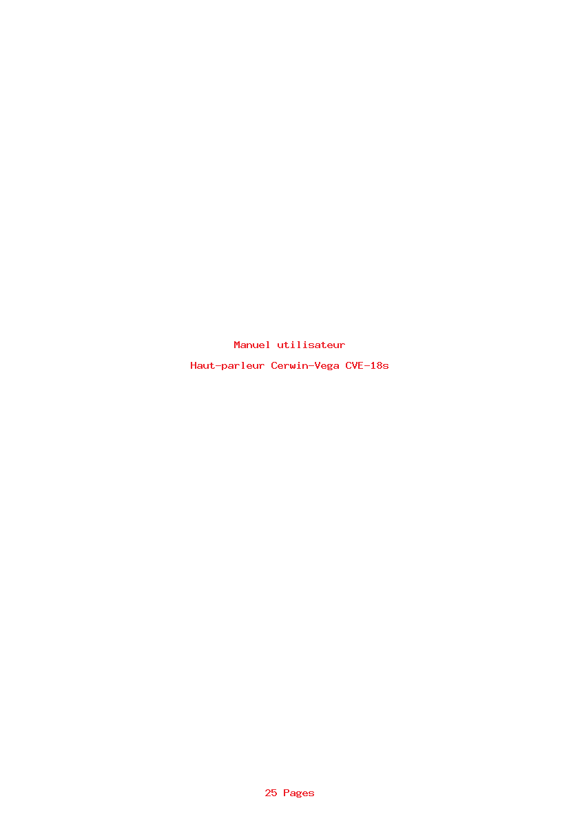 Page 1 de la notice Manuel utilisateur Cerwin-Vega CVE-18s