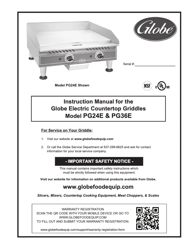 Page 1 de la notice Manuel utilisateur Globe PG24E