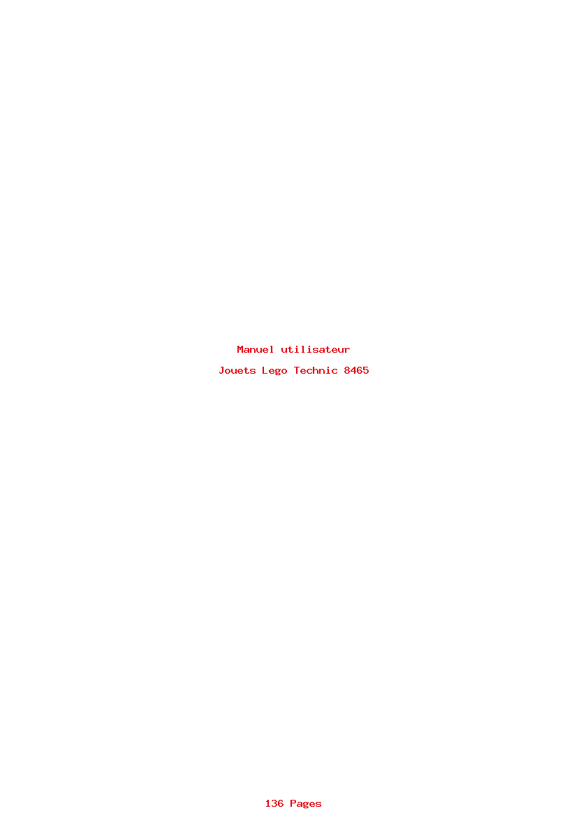 Page 1 de la notice Manuel utilisateur Lego Technic 8465