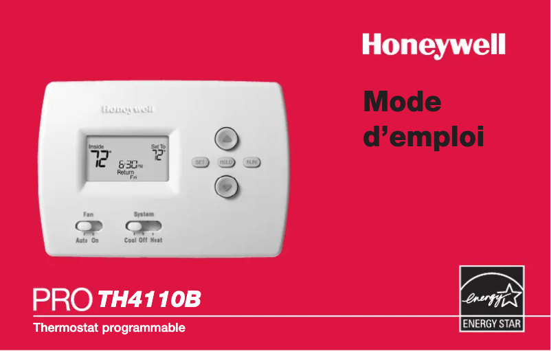Page 1 de la notice Manuel utilisateur Honeywell TH4110B