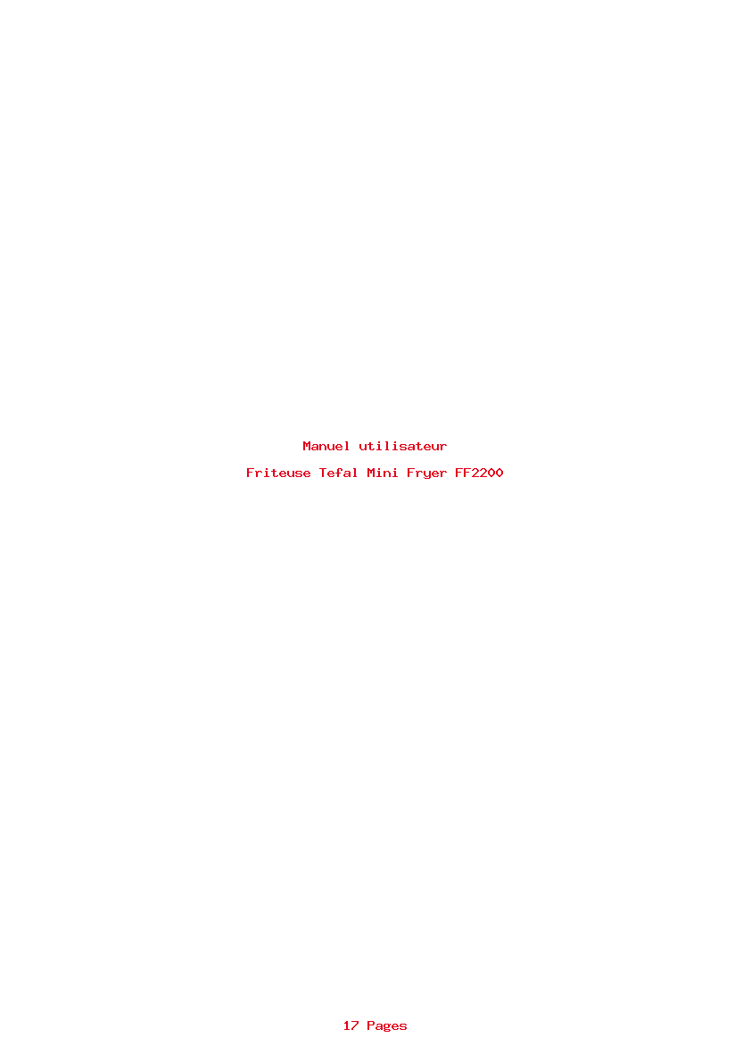 Page 1 de la notice Manuel utilisateur Tefal Mini Fryer FF2200