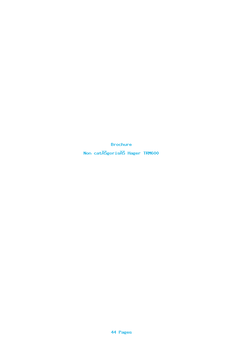 Page 1 de la notice Brochure Hager TRM600
