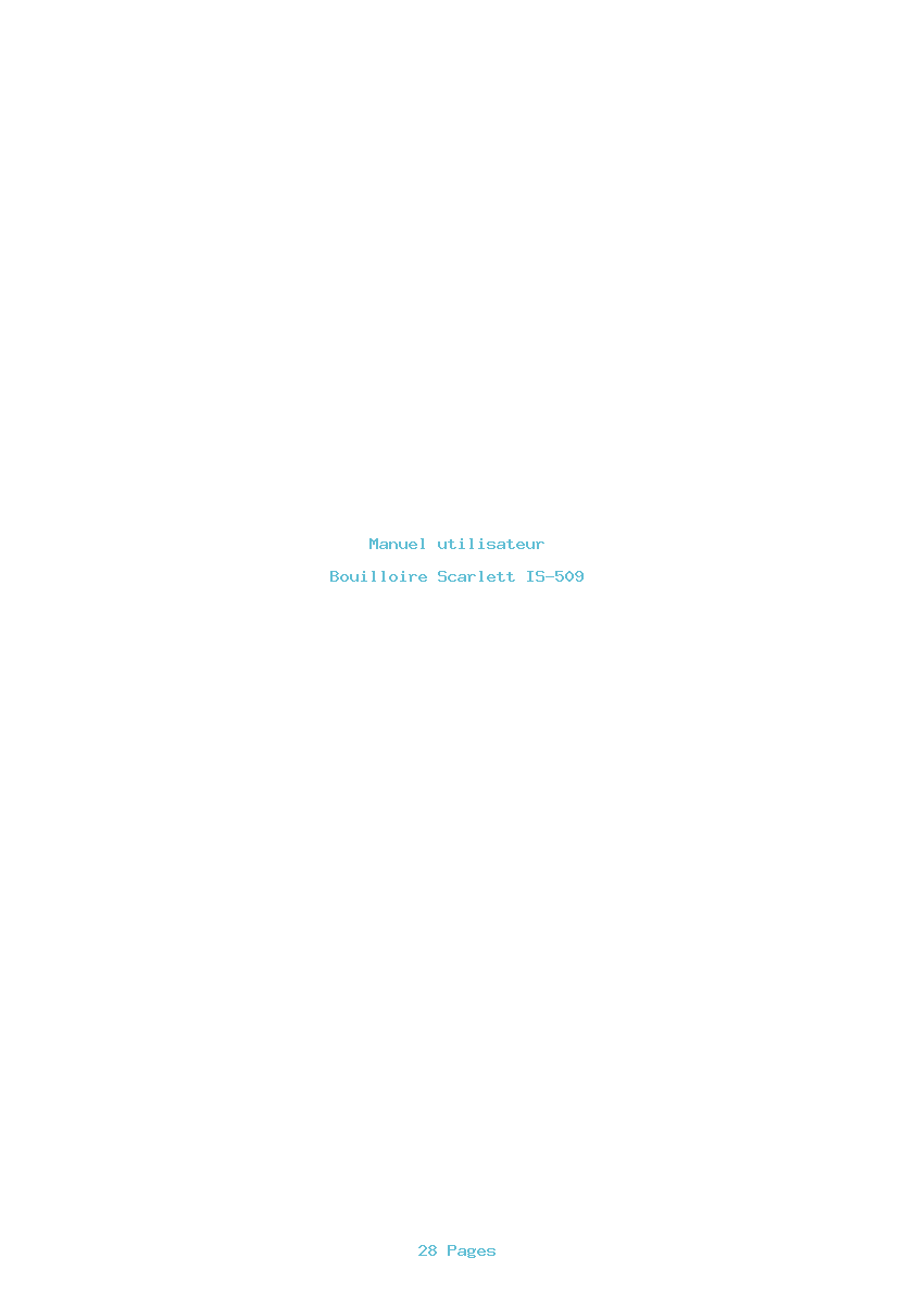 Page 1 de la notice Manuel utilisateur Scarlett IS-509
