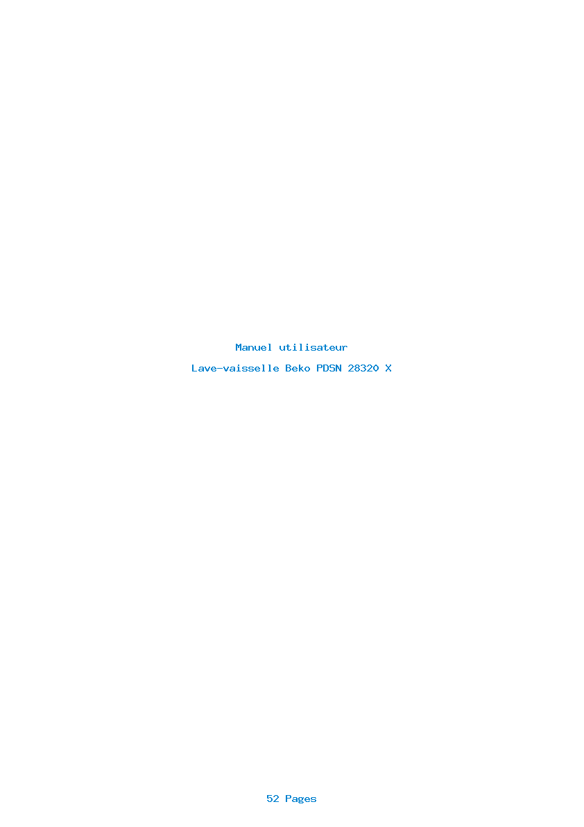 Page 1 de la notice Manuel utilisateur Beko PDSN 28320 X