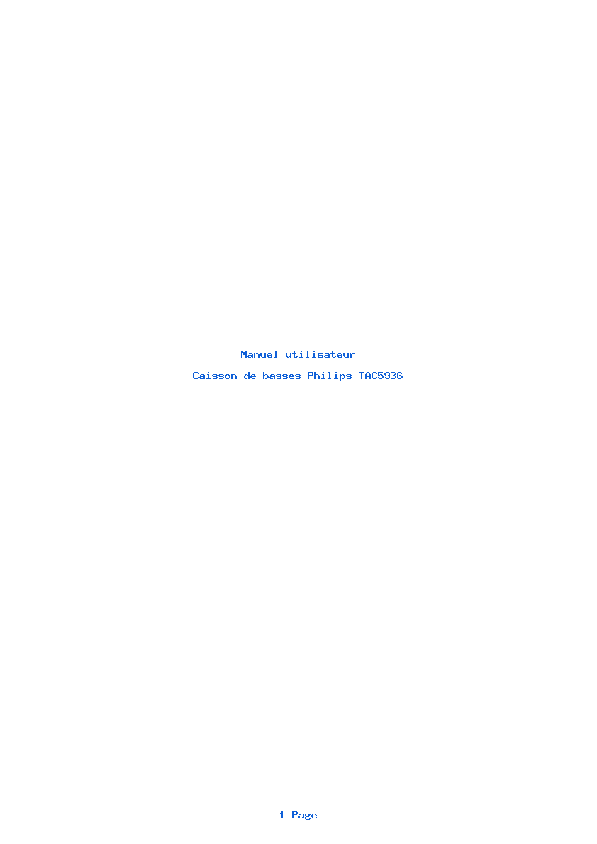 Page 1 de la notice Manuel utilisateur Philips TAC5936