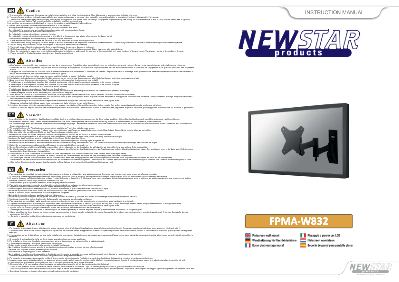 Page 1 de la notice Manuel utilisateur Newstar FPMA-W832