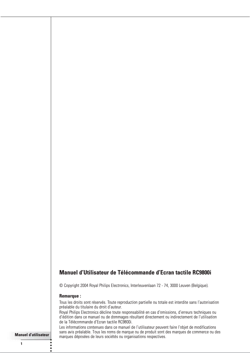 Página 1 del manual Manual de usuario Philips RC9800I