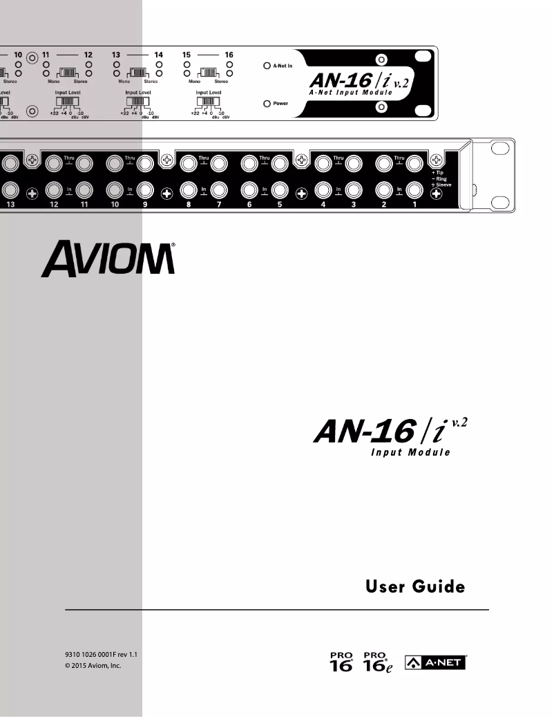 Page 1 de la notice Manuel utilisateur Aviom AN-16/i V.2
