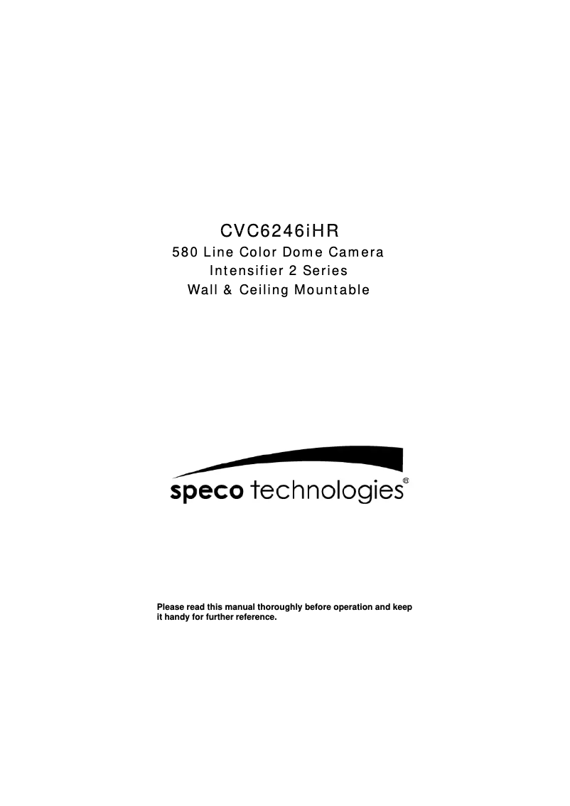 Page 1 de la notice Manuel utilisateur Speco Technologies Intensifier 2 CVC6246iHR