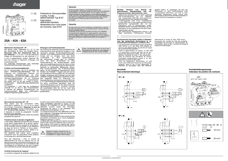 Page 1 de la notice Instructions / montage Hager CD125EV