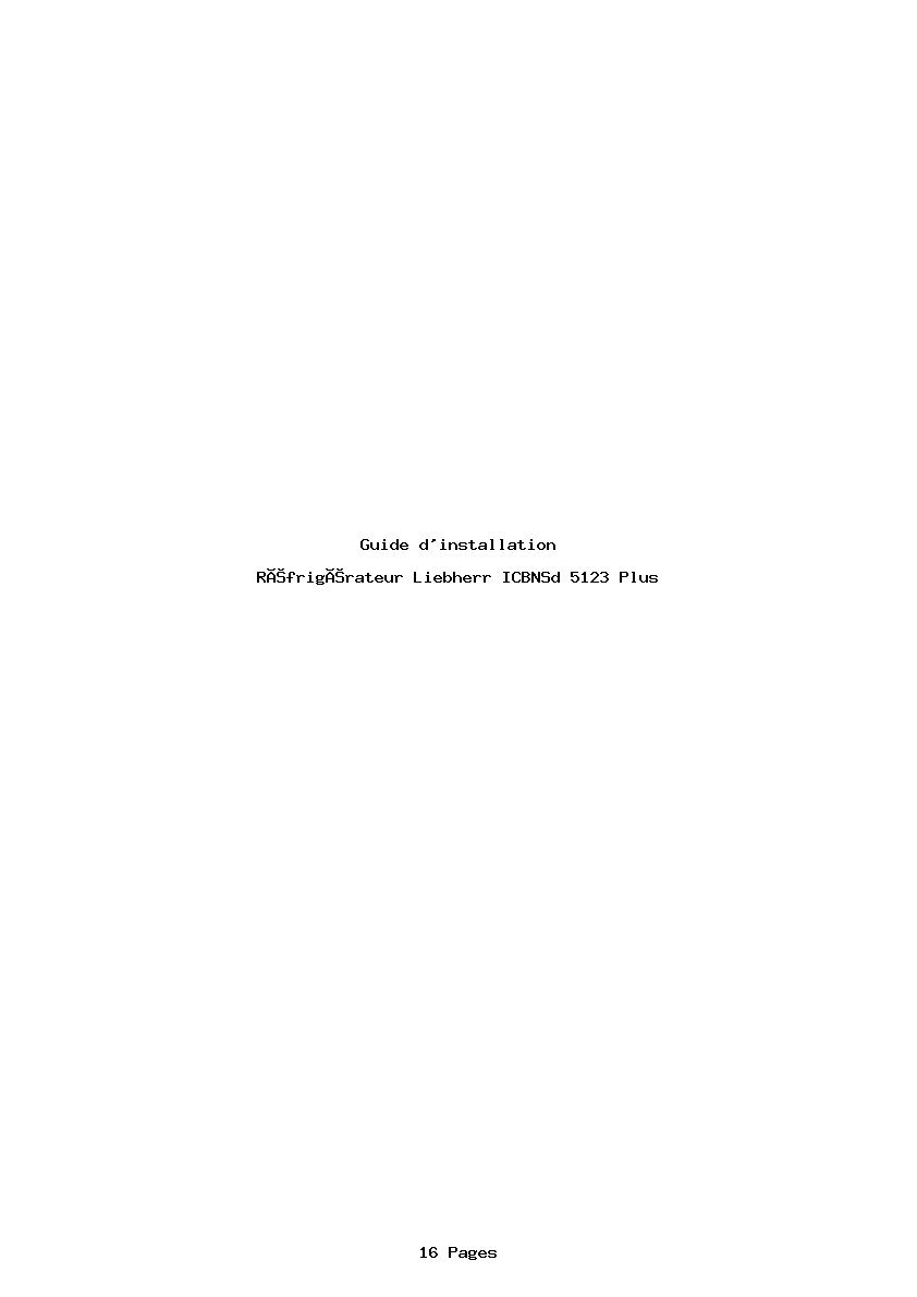 Page 1 de la notice Guide d'installation Liebherr ICBNSd 5123 Plus
