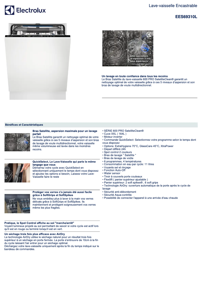 Página 1 del manual Ficha técnica Electrolux EES69310L