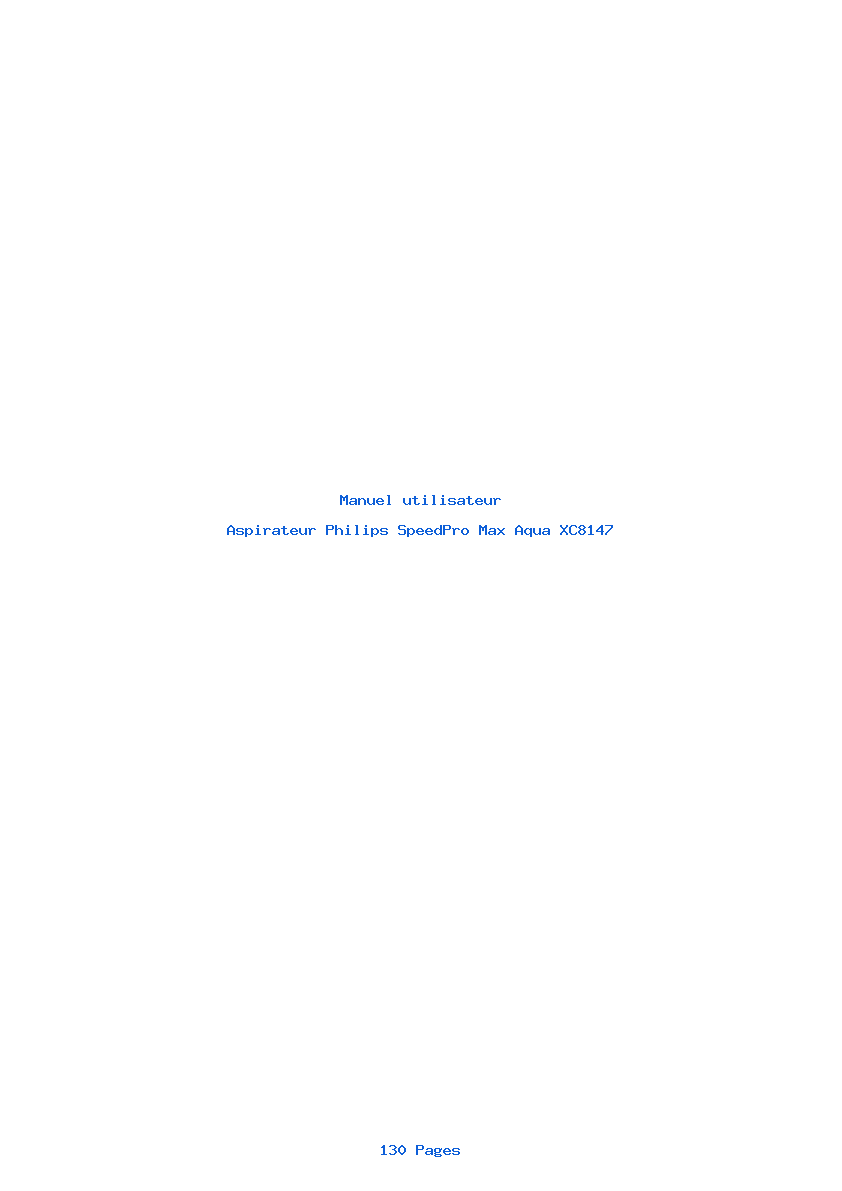 Page 1 de la notice Manuel utilisateur Philips SpeedPro Max Aqua XC8147