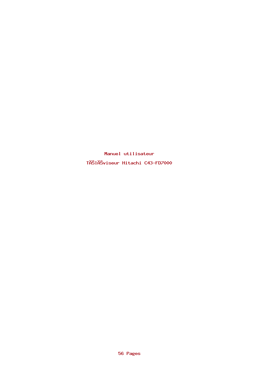 Page 1 de la notice Manuel utilisateur Hitachi C43-FD7000