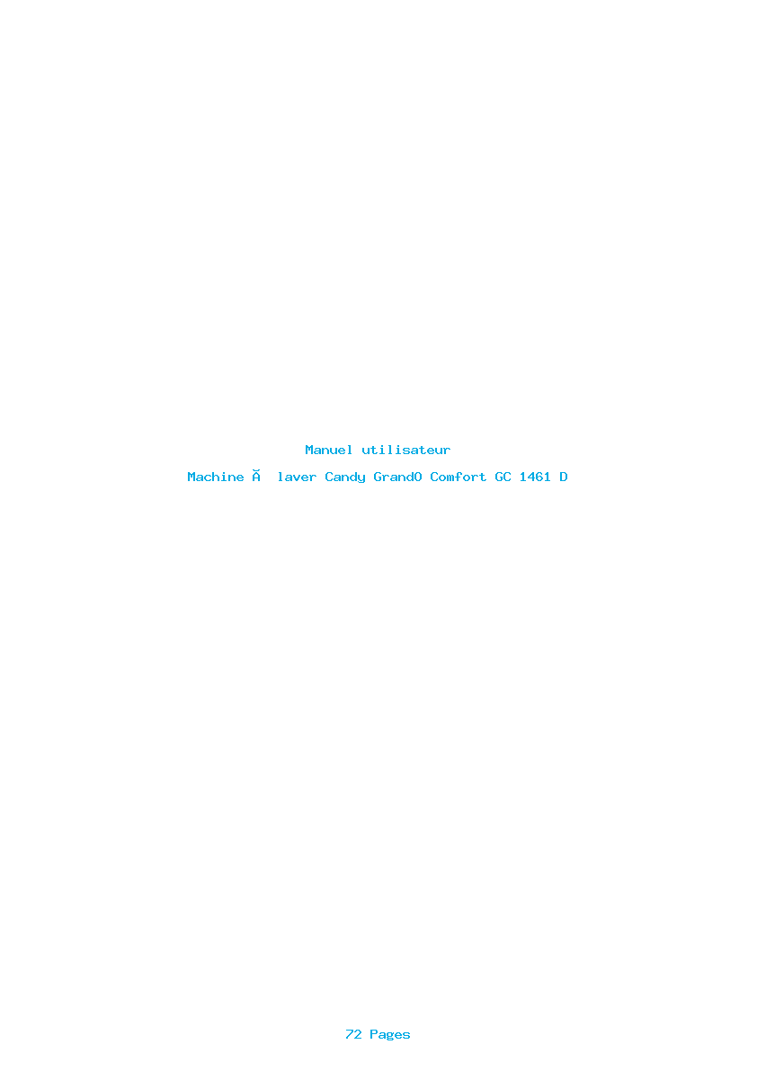 Page 1 de la notice Manuel utilisateur Candy GrandO Comfort GC 1461 D