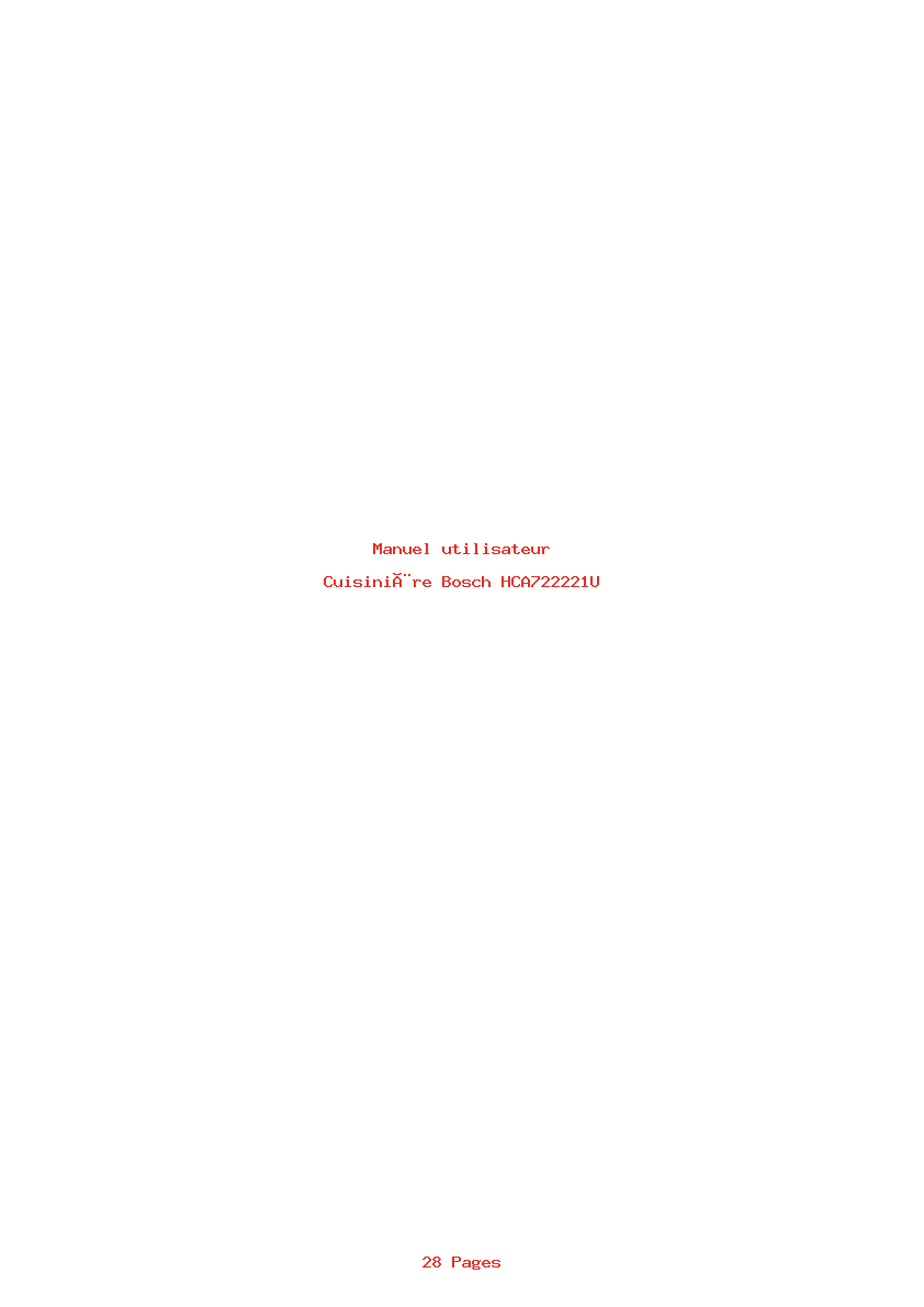 Page 1 de la notice Manuel utilisateur Bosch HCA722221U