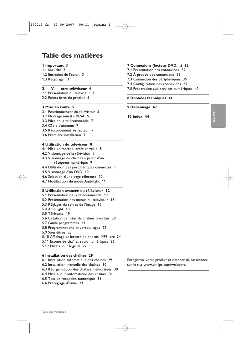 Page n°1 - Manuel utilisateur Philips Cineos 47PFL9632D